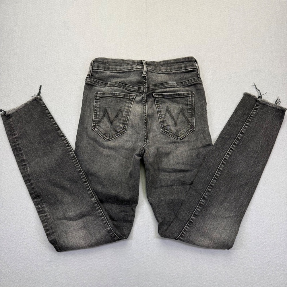 MOTHER High Waisted Looker Ankle Fray‎ Night Hawk Skinny Jeans Gray 23 READ